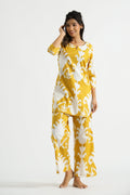 Yellow Motif Organic Printed Pure Cotton Loungewear Set | | Shop stylish women's clothing online at Label Flavia |