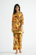 Yellow Bird Print Cotton Co-ord Set - Top & Trousers | Co-Ord Set | Shop stylish women's clothing online at Label Flavia |