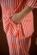 Orange Stripes Cotton Coord Set | Co-Ord Set | Shop stylish women's clothing online at Label Flavia |