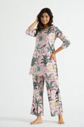 Pink Jungle Cotton Co-ord Set - Top & Trousers | Co-Ord Set | Shop stylish women's clothing online at Label Flavia |