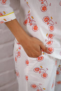 Cycle Printed Cotton Night Suit | Co-Ord Set | Shop stylish women's clothing online at Label Flavia |