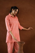 Orange Stripes Cotton Coord Set | Co-Ord Set | Shop stylish women's clothing online at Label Flavia |