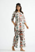 White Multi color Jungle Organic Printed Pure Cotton Loungewear Set | | Shop stylish women's clothing online at Label Flavia |