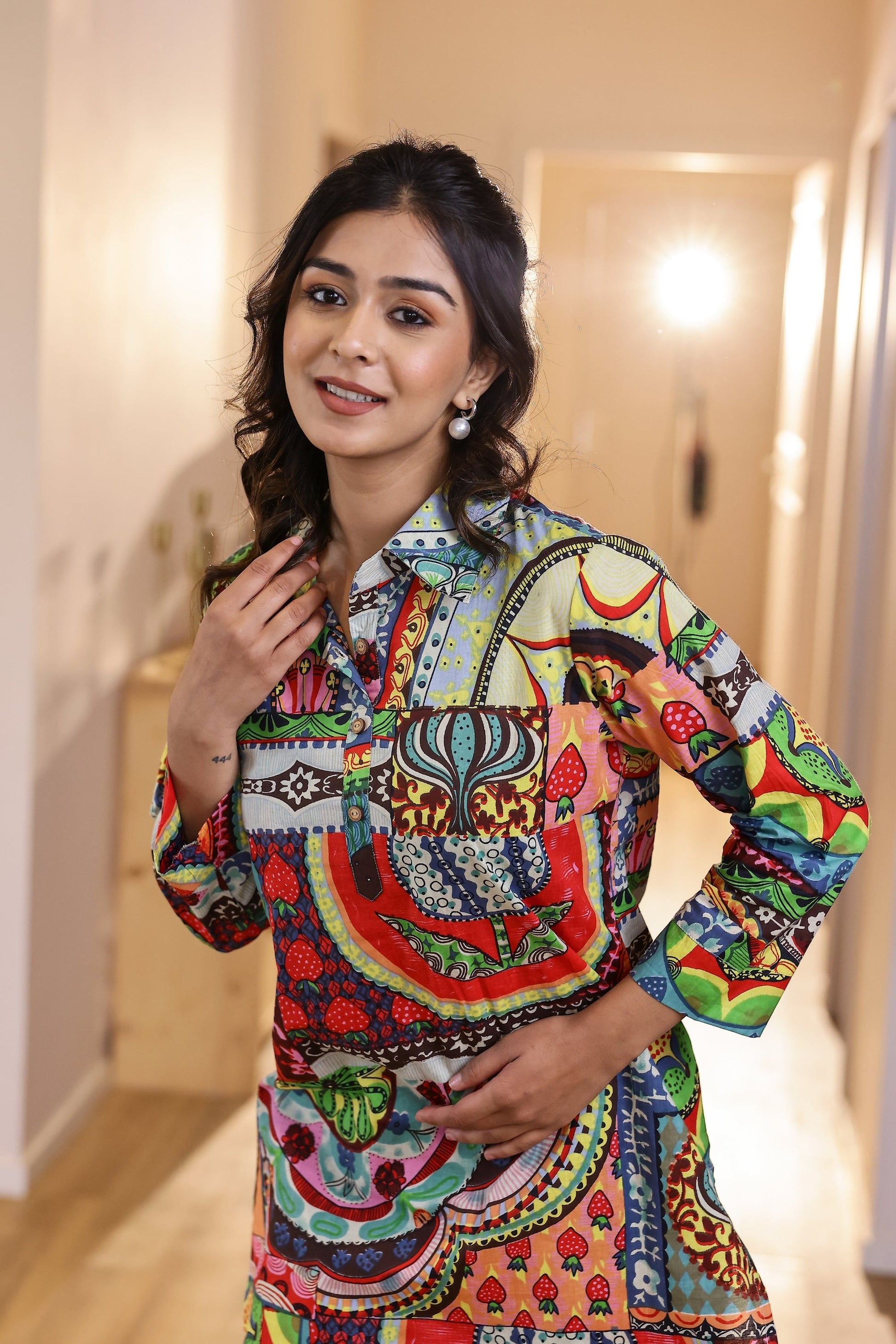 Vibrant Abstract Print Co-ord Set - Bold & Artistic Nightwear | Co-Ord Set | Shop stylish women's clothing online at Label Flavia |