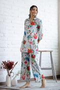 Lite Blue Floral Cotton Coord Set | Co-Ord Set | Shop stylish women's clothing online at Label Flavia |