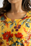 Yellow Bird Print Cotton Co-ord Set - Top & Trousers | Co-Ord Set | Shop stylish women's clothing online at Label Flavia |