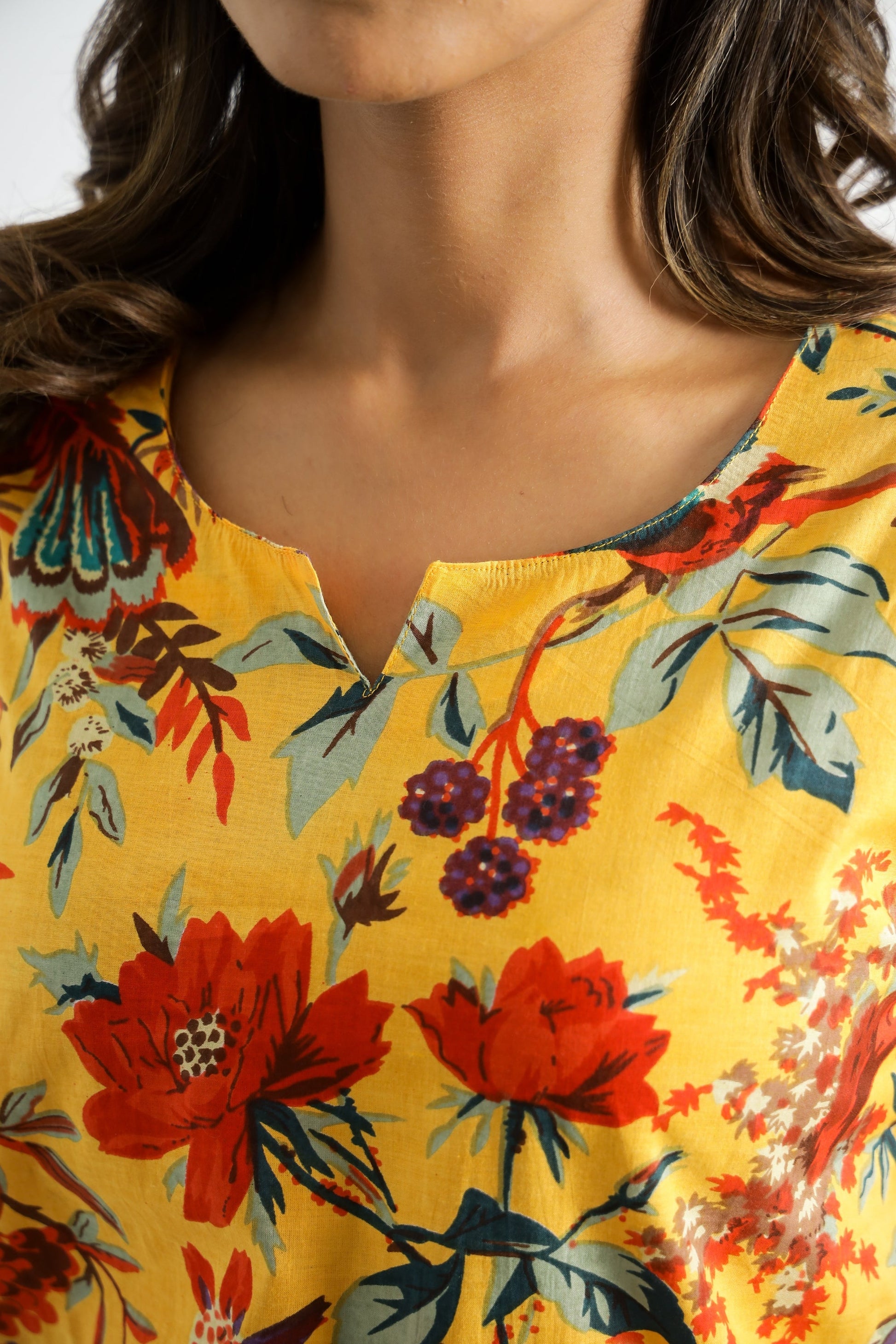 Yellow Bird Print Cotton Co-ord Set - Top & Trousers | Co-Ord Set | Shop stylish women's clothing online at Label Flavia |