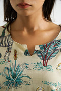 Beige Jungle Organic Printed Pure Cotton Loungewear Set | Co-Ord Set | Shop stylish women's clothing online at Label Flavia |