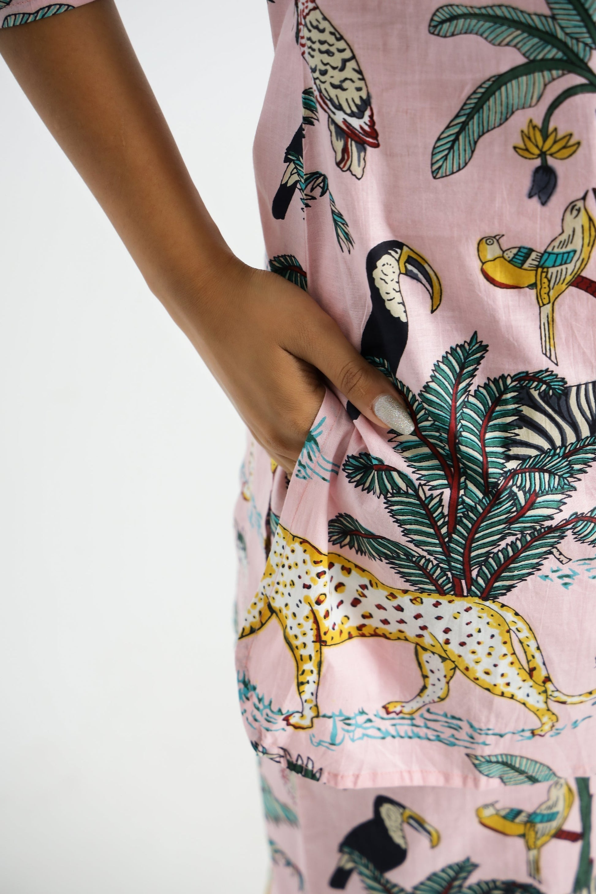 Pink Jungle Cotton Co-ord Set - Top & Trousers | Co-Ord Set | Shop stylish women's clothing online at Label Flavia |