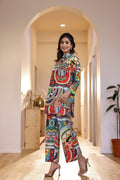 Vibrant Abstract Print Co-ord Set - Bold & Artistic Nightwear | Co-Ord Set | Shop stylish women's clothing online at Label Flavia |