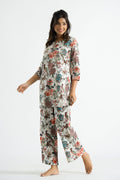 White Multi color Jungle Organic Printed Pure Cotton Loungewear Set | | Shop stylish women's clothing online at Label Flavia |