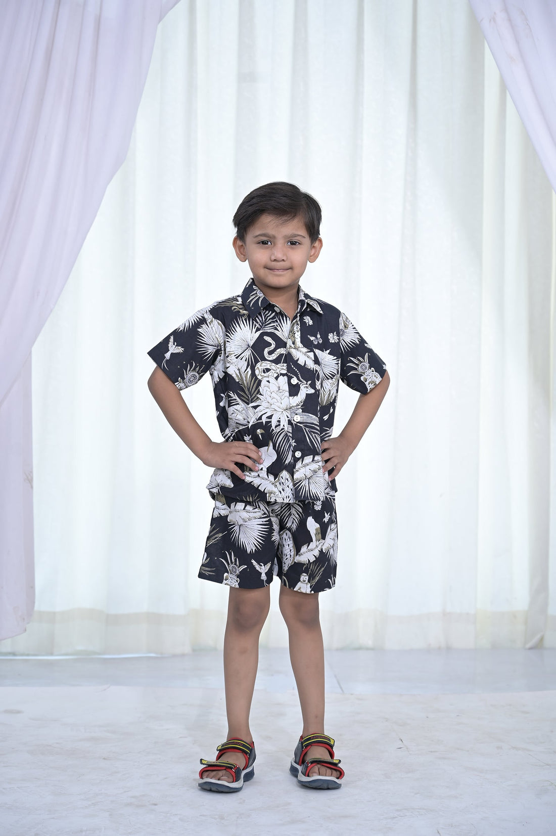 Boys' Black Tropical Co-Ord Set