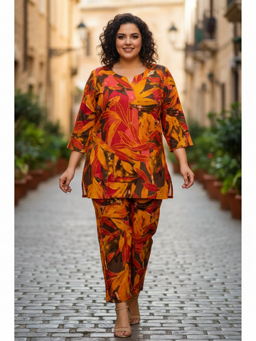 Cotton Plus Size Cotton Co-ord Set – Chic and Comfortable Style