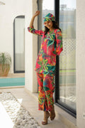 Jungle Leaf Print Satin Pajama Set with Matching Headband - Lively & Trendy | Co-Ord Set | Shop stylish women's clothing online at Label Flavia |