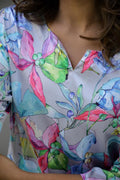 Delicate Pastel Watercolor Floral Satin Pajama Set - Elegant Nightwear | Co-Ord Set | Shop stylish women's clothing online at Label Flavia |