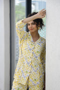 Yellow Geometric Co-ord Set - Casual Cotton Outfit | Co-Ord Set | Shop stylish women's clothing online at Label Flavia |