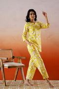 Yellow Ikat Printed Cotton Co-ord Set - Vibrant Style | Co-Ord Set | Shop stylish women's clothing online at Label Flavia |