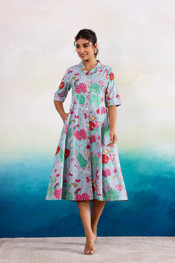 Cotton Printed Dress | A-Line Dress | Shop stylish women's clothing online at Label Flavia |