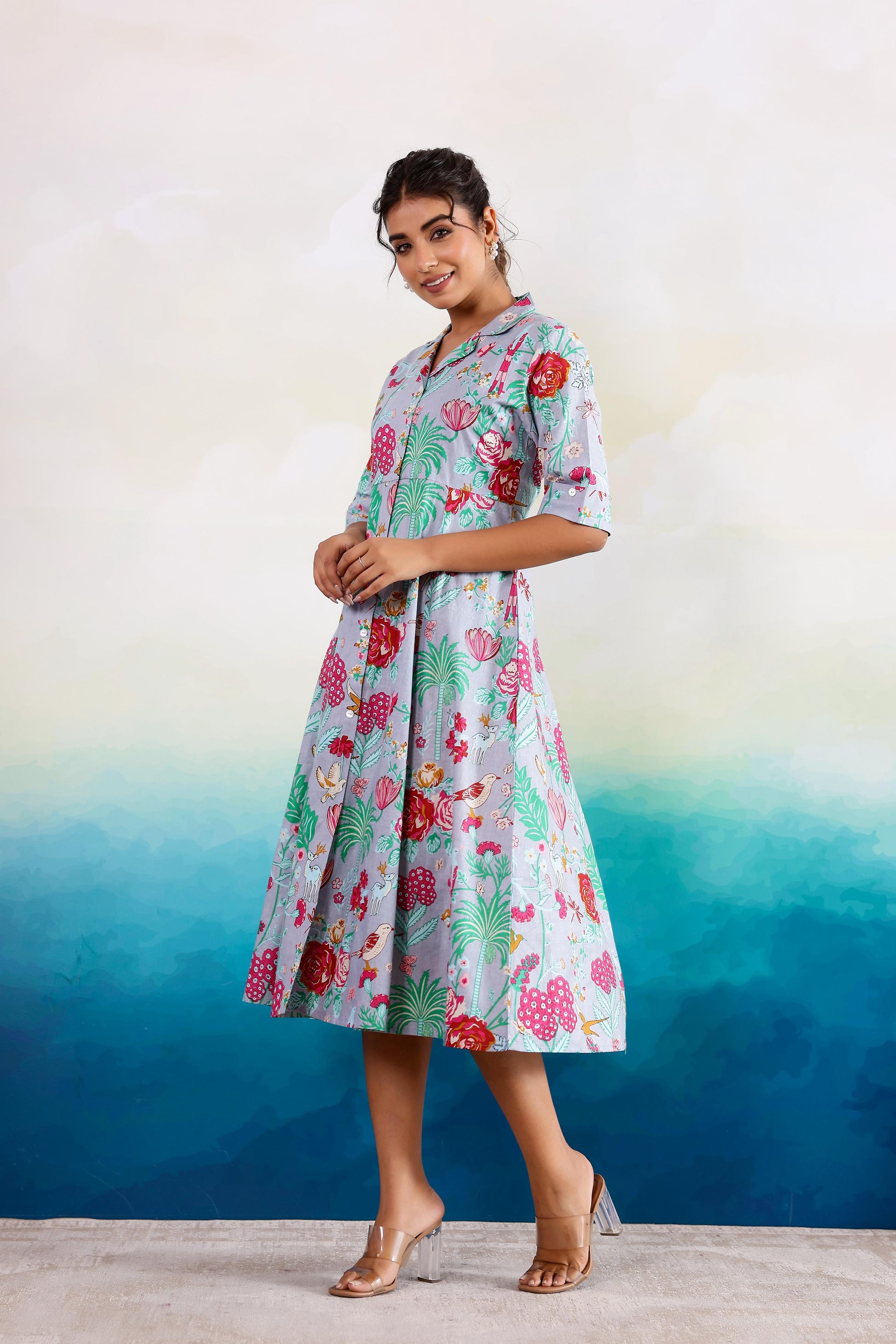 Cotton Printed Dress | A-Line Dress | Shop stylish women's clothing online at Label Flavia |