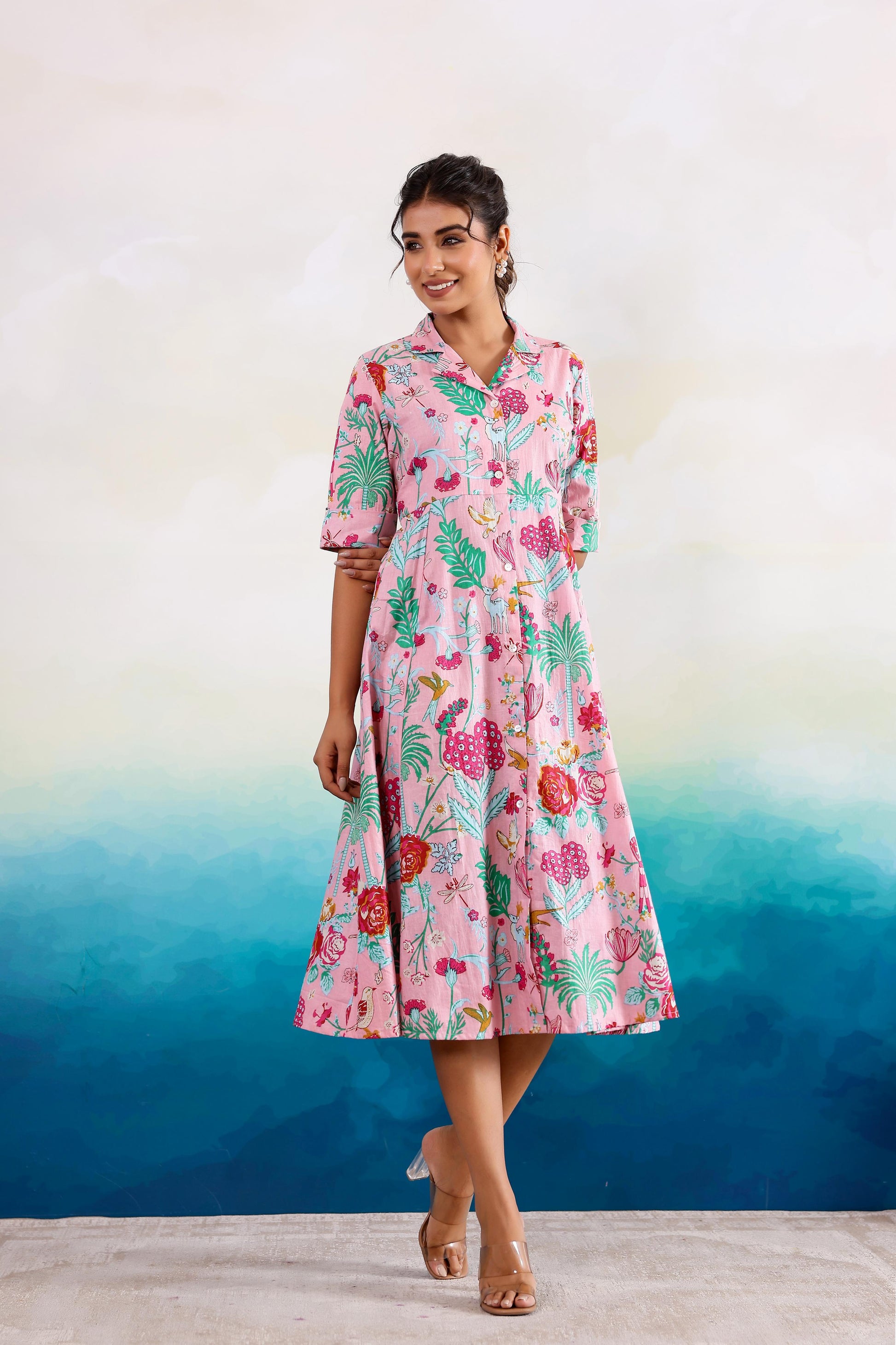Cotton Printed Dress | A-Line Dress | Shop stylish women's clothing online at Label Flavia |