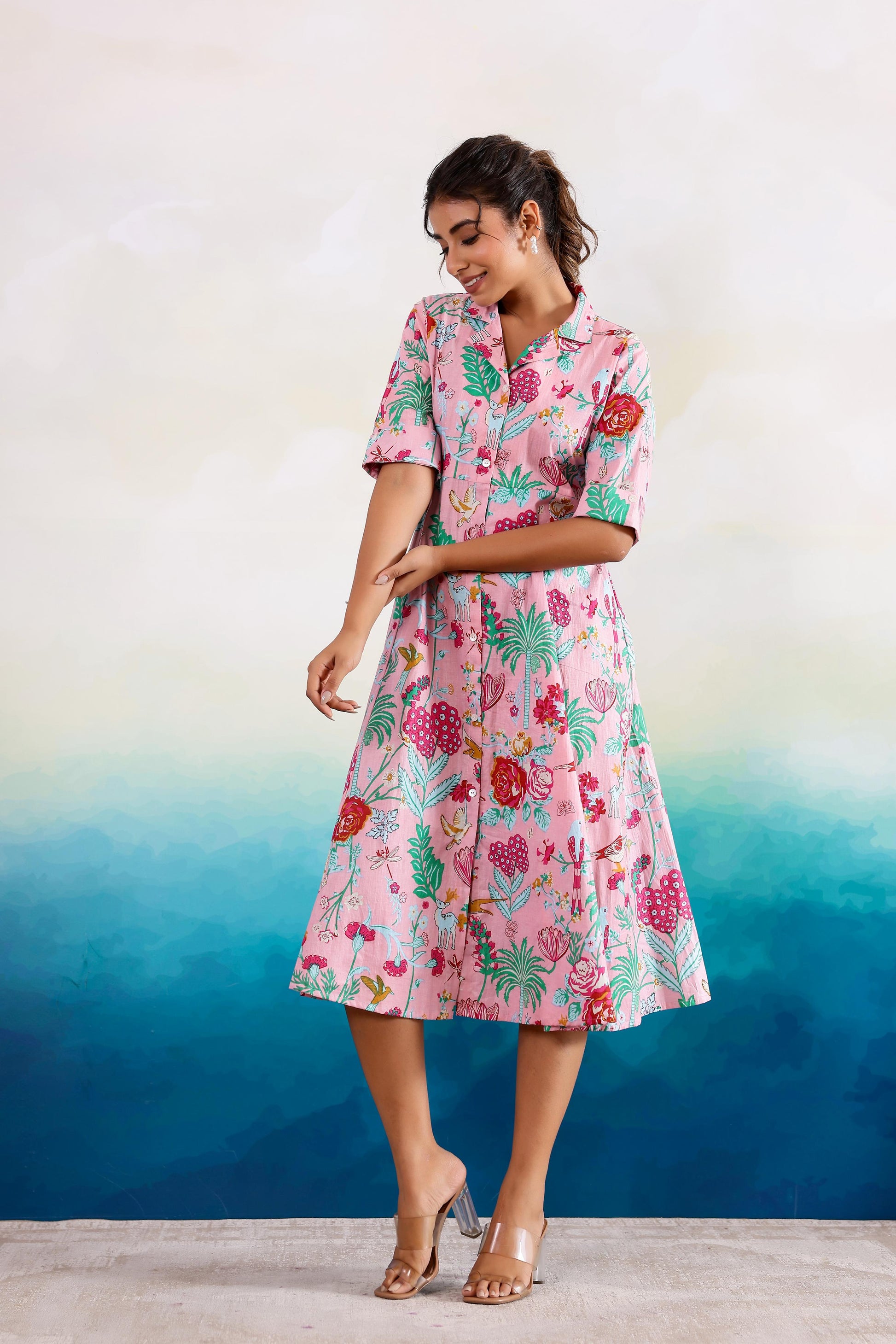 Cotton Printed Dress | A-Line Dress | Shop stylish women's clothing online at Label Flavia |