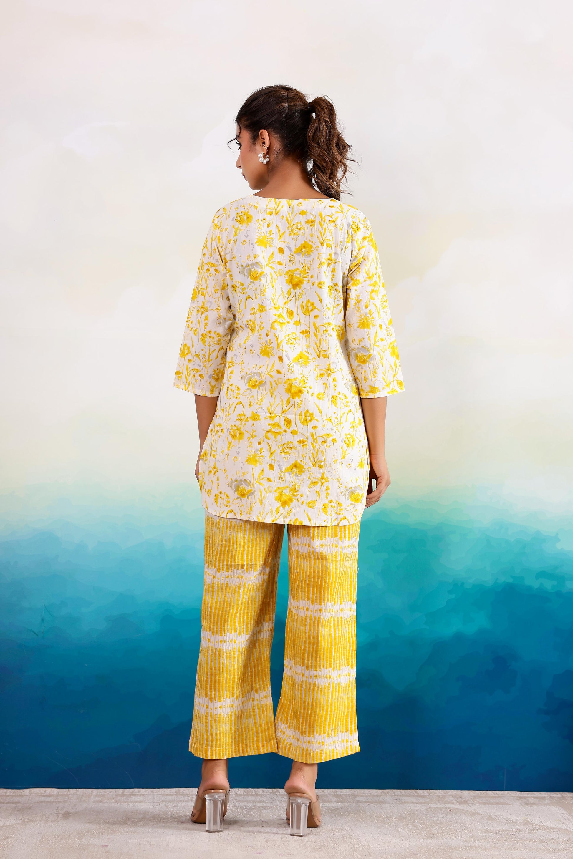 Yellow Beauty Dual Cotton Printed Co-ord Set | Co-Ord Set | Shop stylish women's clothing online at Label Flavia |