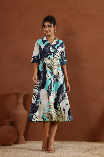Cotton Printed Dress | A-Line Dress | Shop stylish women's clothing online at Label Flavia |