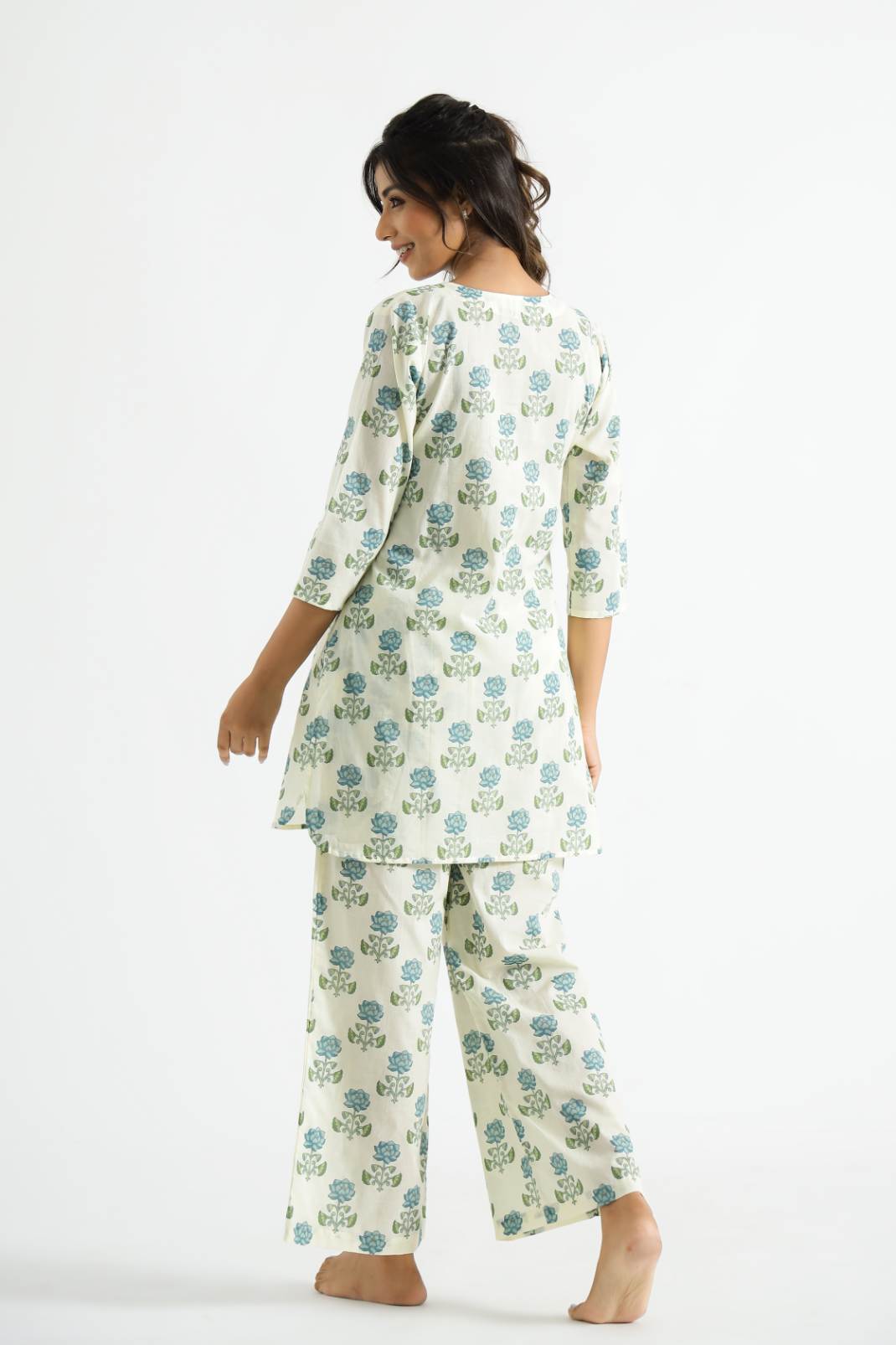 Cream Color Block Print Women's Co-ord Set | Co-Ord Set | Shop stylish women's clothing online at Label Flavia |