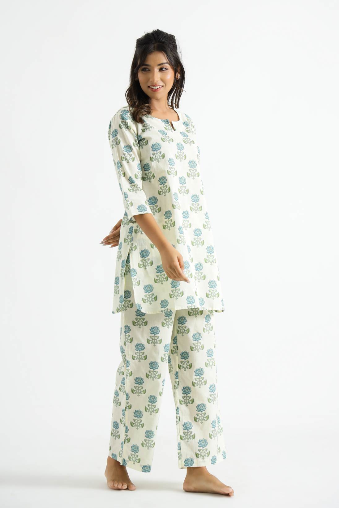 Cream Color Block Print Women's Co-ord Set | Co-Ord Set | Shop stylish women's clothing online at Label Flavia |