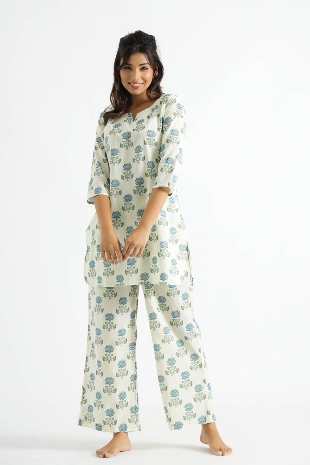 Cream Color Block Print Women's Co-ord Set | Co-Ord Set | Shop stylish women's clothing online at Label Flavia |
