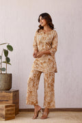 Brown Julee Cotton Printed Co-ord Set | Co-Ord Set | Shop stylish women's clothing online at Label Flavia |