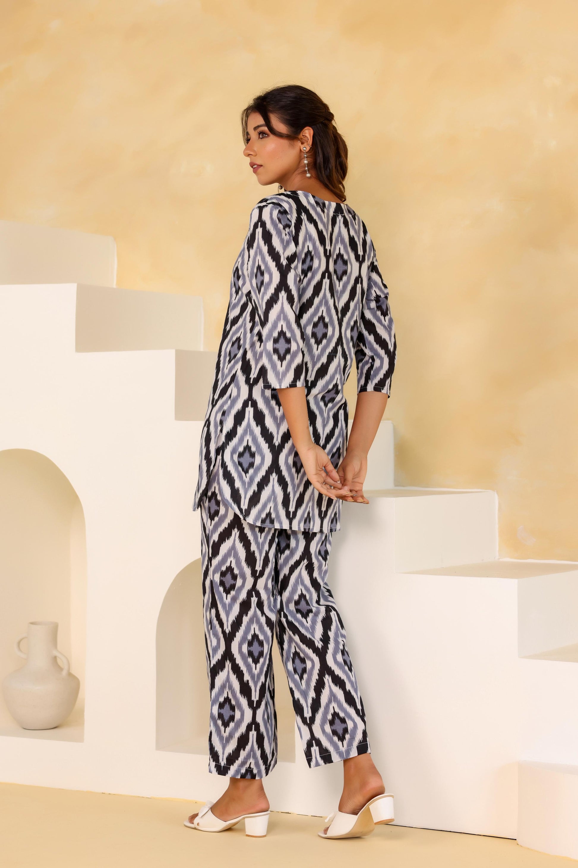 Monochrome Geometric Co-ord Set - Bold Cotton Style | Co-Ord Set | Shop stylish women's clothing online at Label Flavia |