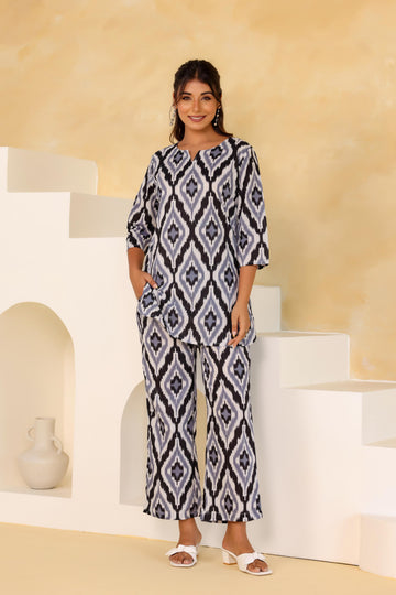 Monochrome Geometric Co-ord Set - Bold Cotton Style | Co-Ord Set | Shop stylish women's clothing online at Label Flavia |