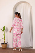 Pink Floral Co-ord Set - Fresh and Feminine Cotton Ensemble | Co-Ord Set | Shop stylish women's clothing online at Label Flavia |