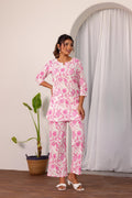 Pink Floral Co-ord Set - Fresh and Feminine Cotton Ensemble | Co-Ord Set | Shop stylish women's clothing online at Label Flavia |