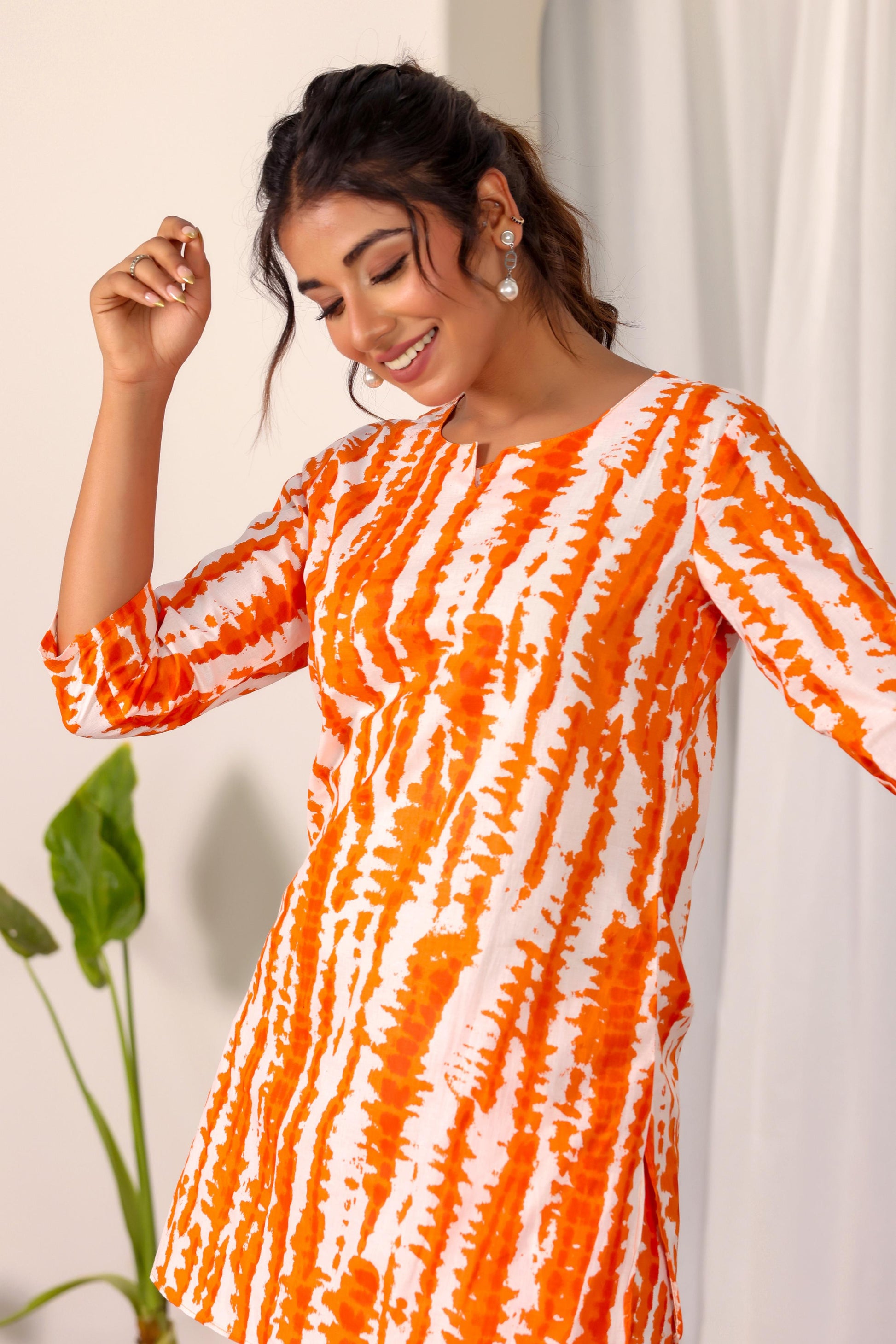 Orange Abstract Co-ord Set - Vibrant Cotton Style | Co-Ord Set | Shop stylish women's clothing online at Label Flavia |