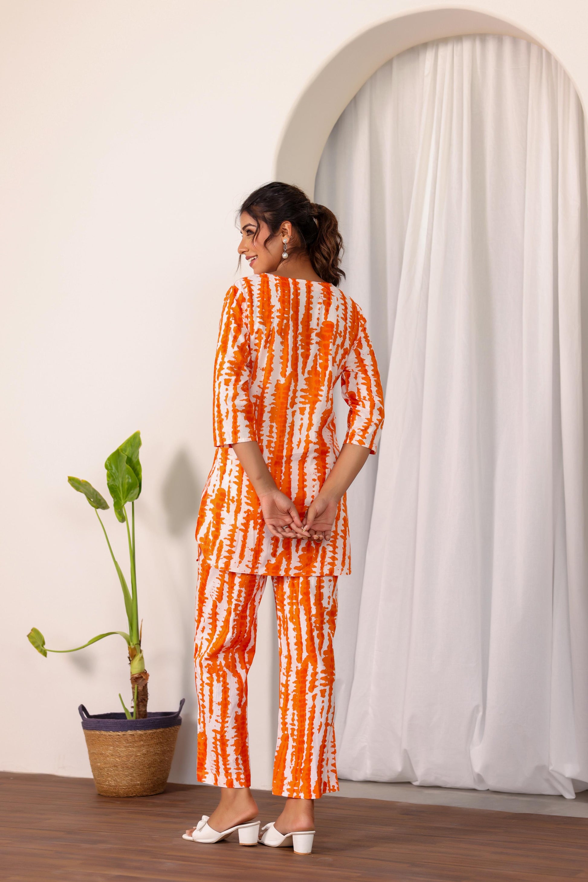 Orange Abstract Co-ord Set - Vibrant Cotton Style | Co-Ord Set | Shop stylish women's clothing online at Label Flavia |