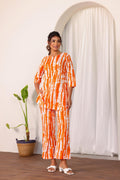 Orange Abstract Co-ord Set - Vibrant Cotton Style | Co-Ord Set | Shop stylish women's clothing online at Label Flavia |