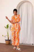 Orange Abstract Co-ord Set - Vibrant Cotton Style | Co-Ord Set | Shop stylish women's clothing online at Label Flavia |