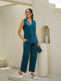 Teal solid corset coord set | Co-Ord Set | Shop stylish women's clothing online at Label Flavia |