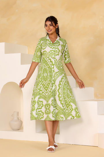 Cotton Printed Dress | A-Line Dress | Shop stylish women's clothing online at Label Flavia |