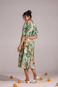 Green Abstract Cotton Dress | | Shop stylish women's clothing online at Label Flavia |