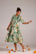 Green Abstract Cotton Dress | | Shop stylish women's clothing online at Label Flavia |