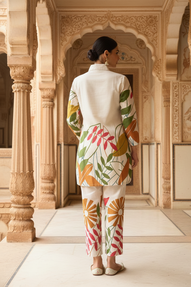 Solid Printed Cotton Co-ord Set